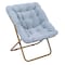 Flash Furniture Archer 28-in Oversized Portable Faux Fur Folding Saucer Chair, Dusty Aqua Faux Fur/Soft Gold Frame FV-FSC-027-DTAQ-SGD-GG - alternate 1